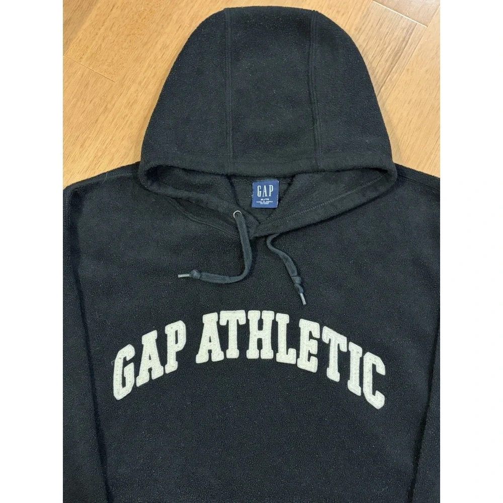 Vintage Gap Athletic Fleece Hoodie Black XL Sweater 90s Y2K Boxy Baggy Spellout